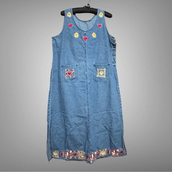 Vintage Dresses & Skirts - VINTAGE DENIM DRESS SIZE XL